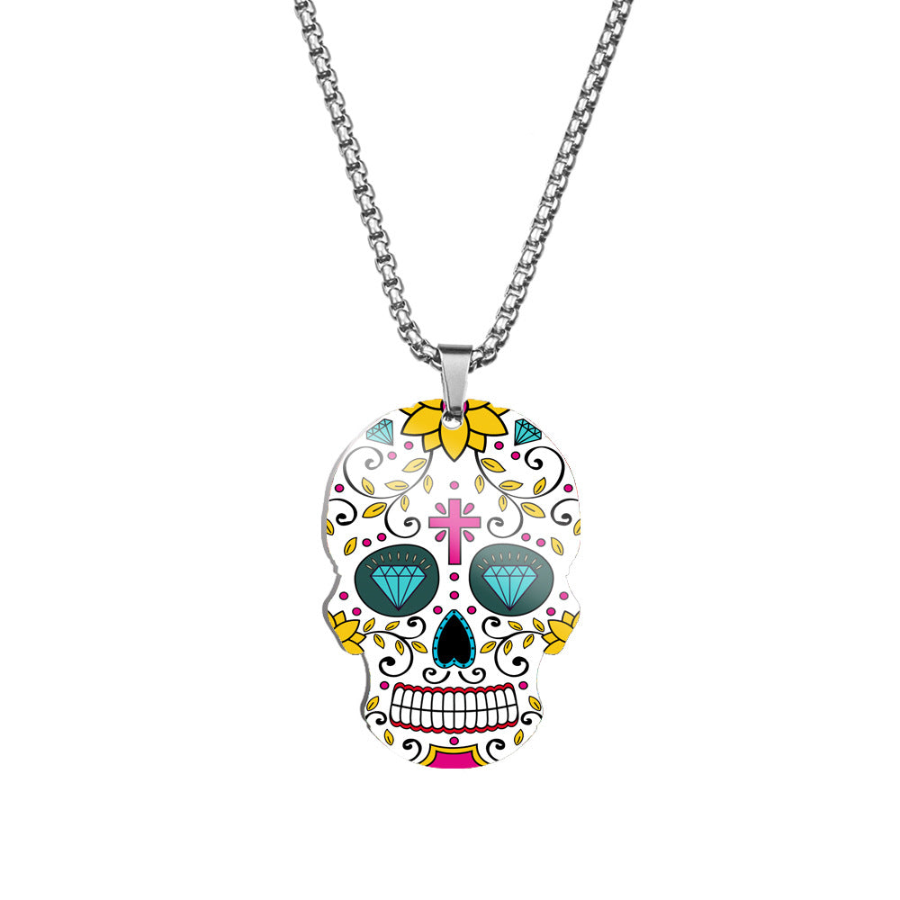 Wholesale Skull Colorful Titanium Necklace
